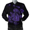 Hawaiian Map Turtle Ohana Hibicus Polynesian Bomber Jacket - Purple - AH - J6R