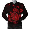 Hawaiian Map Turtle Ohana Hibicus Polynesian Bomber Jacket - Red - AH - J6R Bomber Jacket