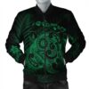 Hawaiian Map Turtle Tattoo Hibiscus Plumeria Polynesian Bomber Jacket - Green - AH - J4R Bomber Jacket