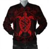 Hawaiian Map Turtle Wave Polynesian Bomber Jacket Red - AH - J4R Bomber Jacket