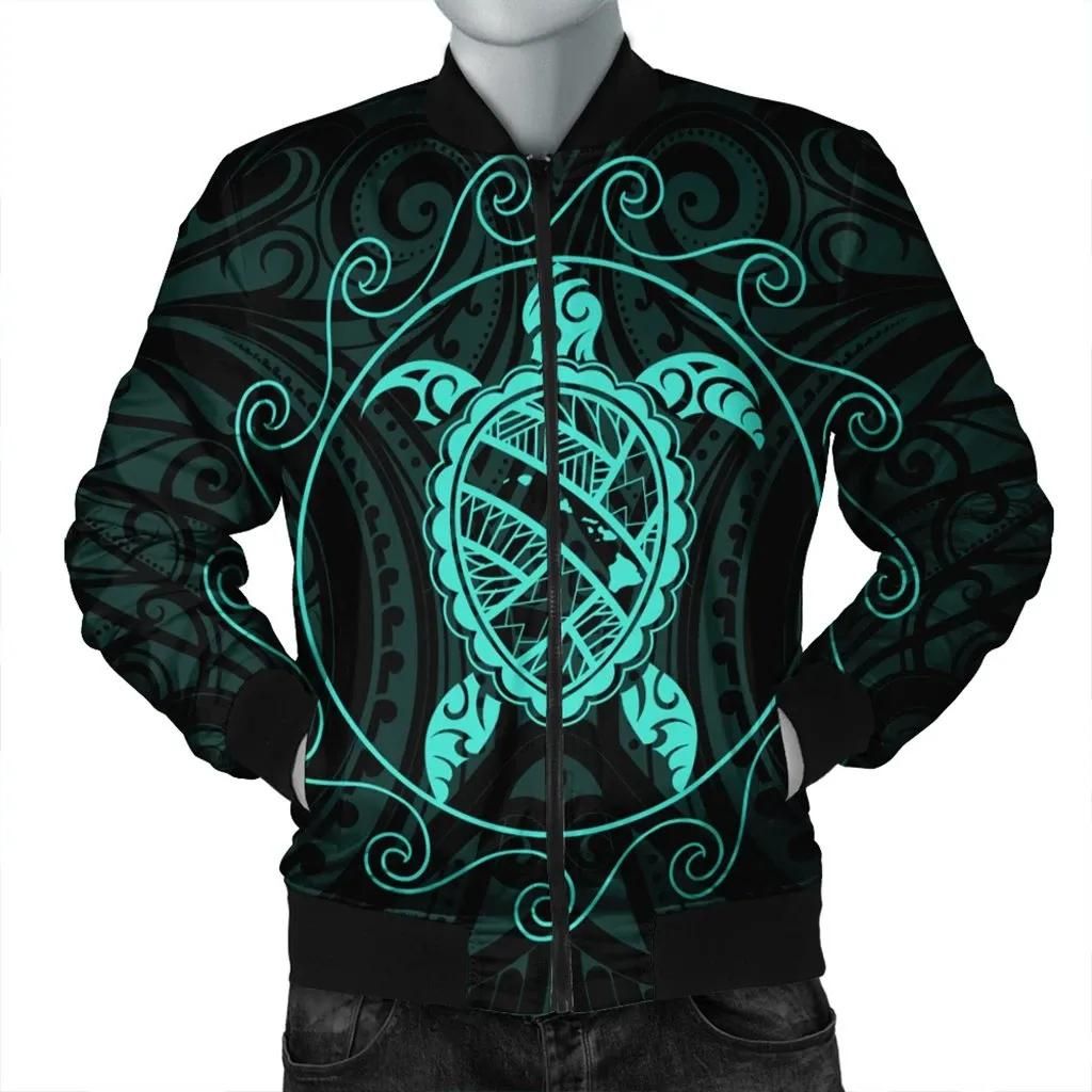 Hawaiian Map Turtle Wave Polynesian Bomber Jacket Turquoise - AH - J4R Bomber Jacket Hawaiian Map Turtle Wave Polynesian Bomber Jacket Turquoise - AH - J4R Bomber Jacket