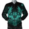 Hawaiian Owl Hibiscus Plumeria Polynesian Bomber Jacket - Turquoise - AH - J4R Bomber Jacket