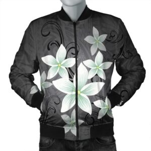 Hawaiian Plumeria Polynesian Bomber Jacket - Gray - AH - J4R Bomber Jacket