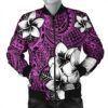 Hawaiian Plumeria Tribal Polynesian Bomber Jacket Pink AH - J0R Bomber Jacket