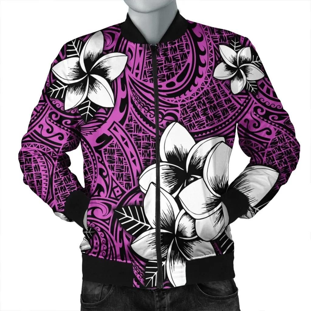 Hawaiian Plumeria Tribal Polynesian Bomber Jacket Pink AH - J0R Bomber Jacket Hawaiian Plumeria Tribal Polynesian Bomber Jacket Pink AH - J0R Bomber Jacket