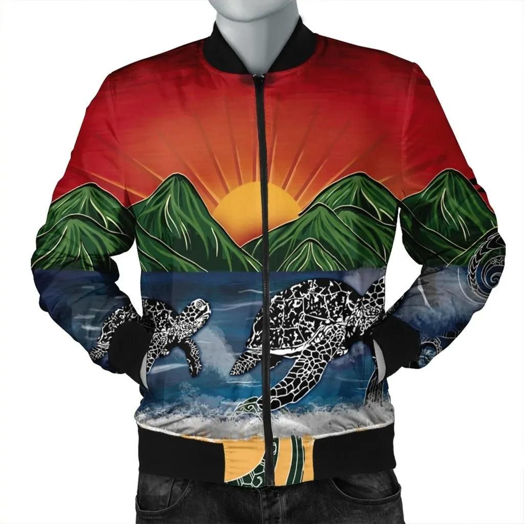 Hawaiian Sunset Ocean Turtle Bomber Jacket - AH - J4R Bomber Jacket Hawaiian Sunset Ocean Turtle Bomber Jacket - AH - J4R Bomber Jacket