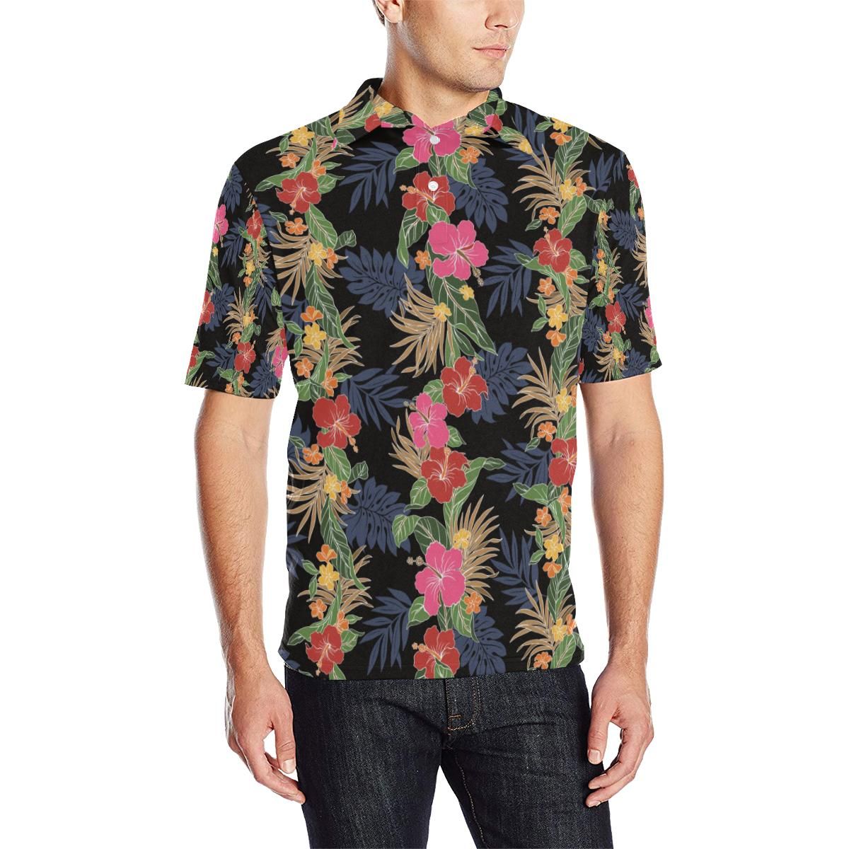 Hawaiian Themed Pattern Print Design H011 Men Polo Shirt Hawaiian Themed Pattern Print Design H011 Men Polo Shirt