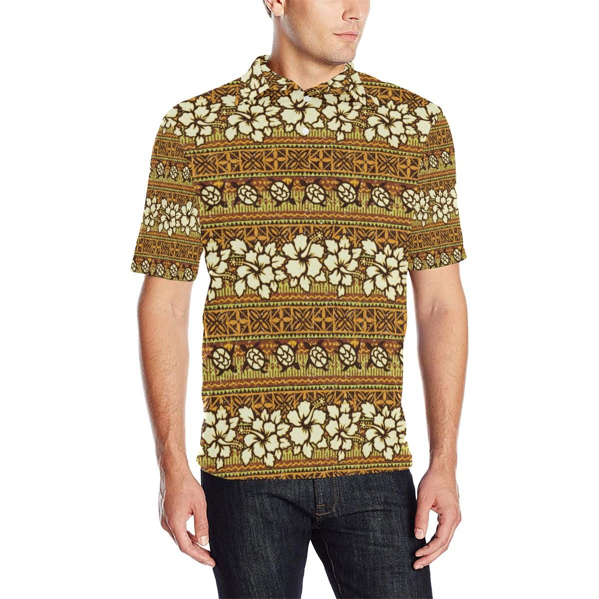 Hawaiian Themed Pattern Print Design H015 Men Polo Shirt Hawaiian Themed Pattern Print Design H015 Men Polo Shirt