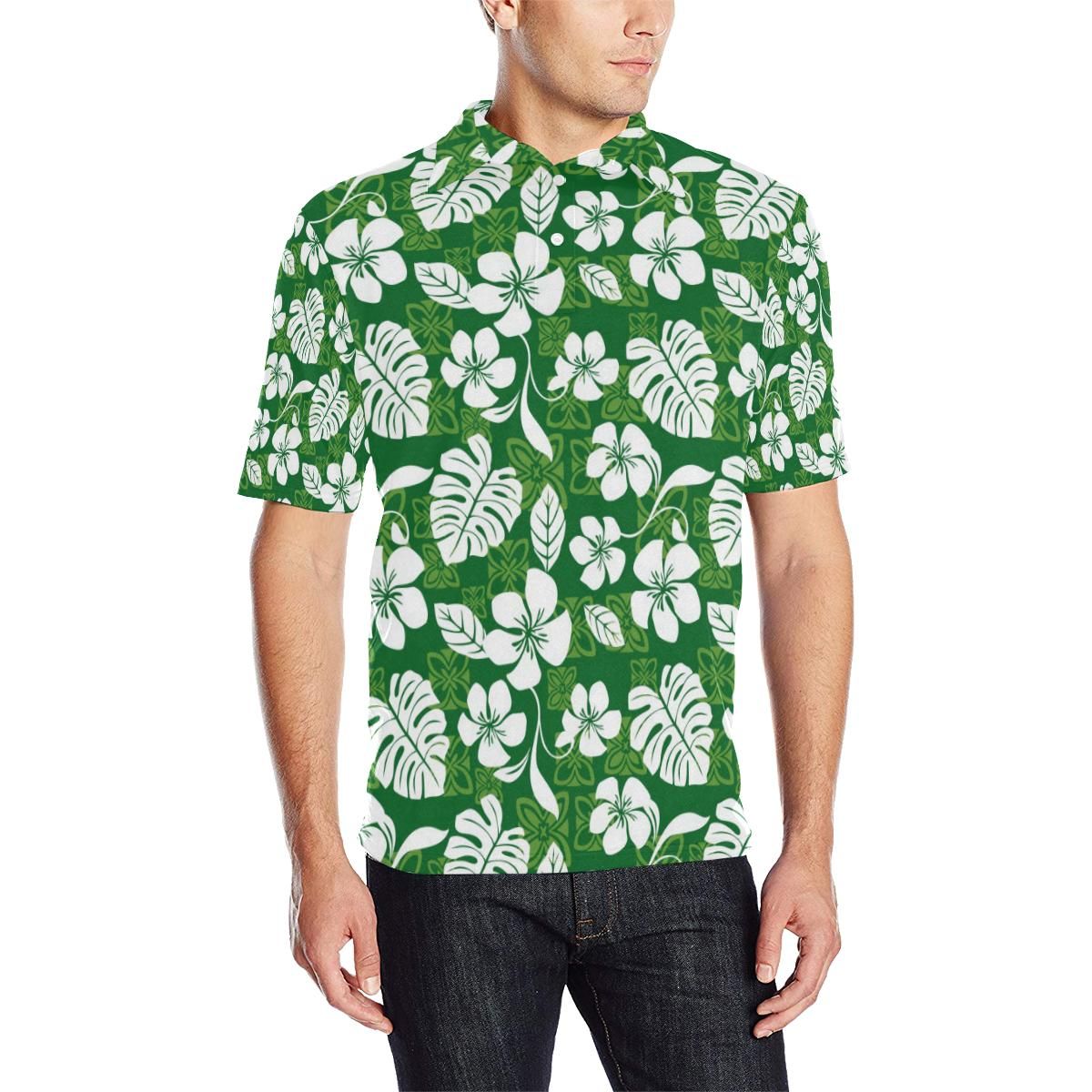 Hawaiian Themed Pattern Print Design H016 Men Polo Shirt Hawaiian Themed Pattern Print Design H016 Men Polo Shirt