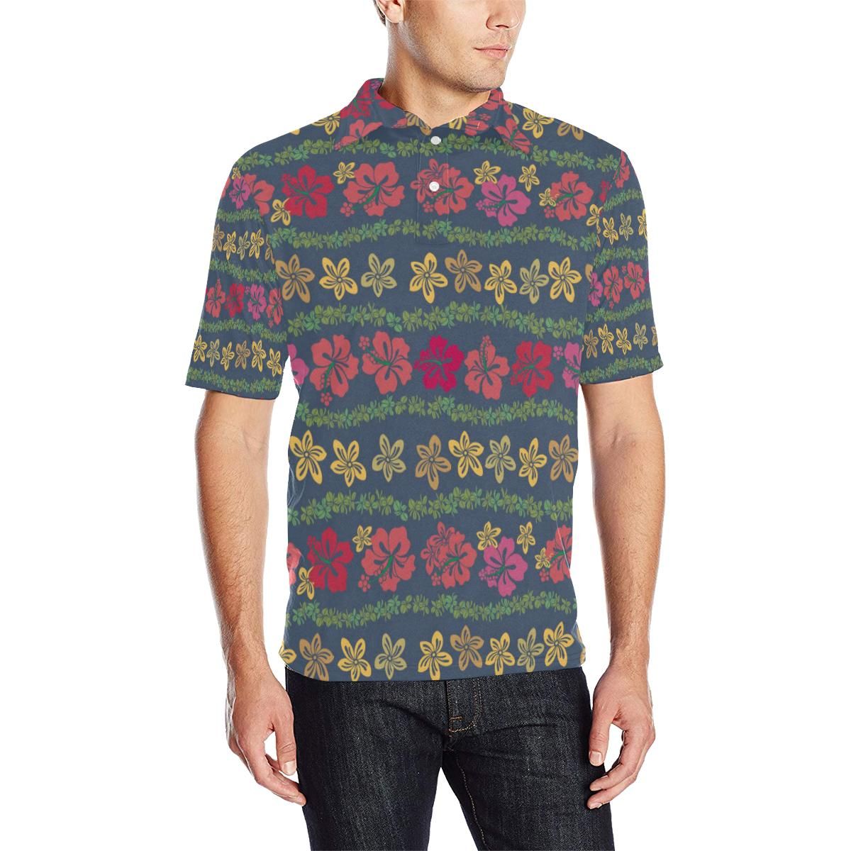 Hawaiian Themed Pattern Print Design H018 Men Polo Shirt Hawaiian Themed Pattern Print Design H018 Men Polo Shirt