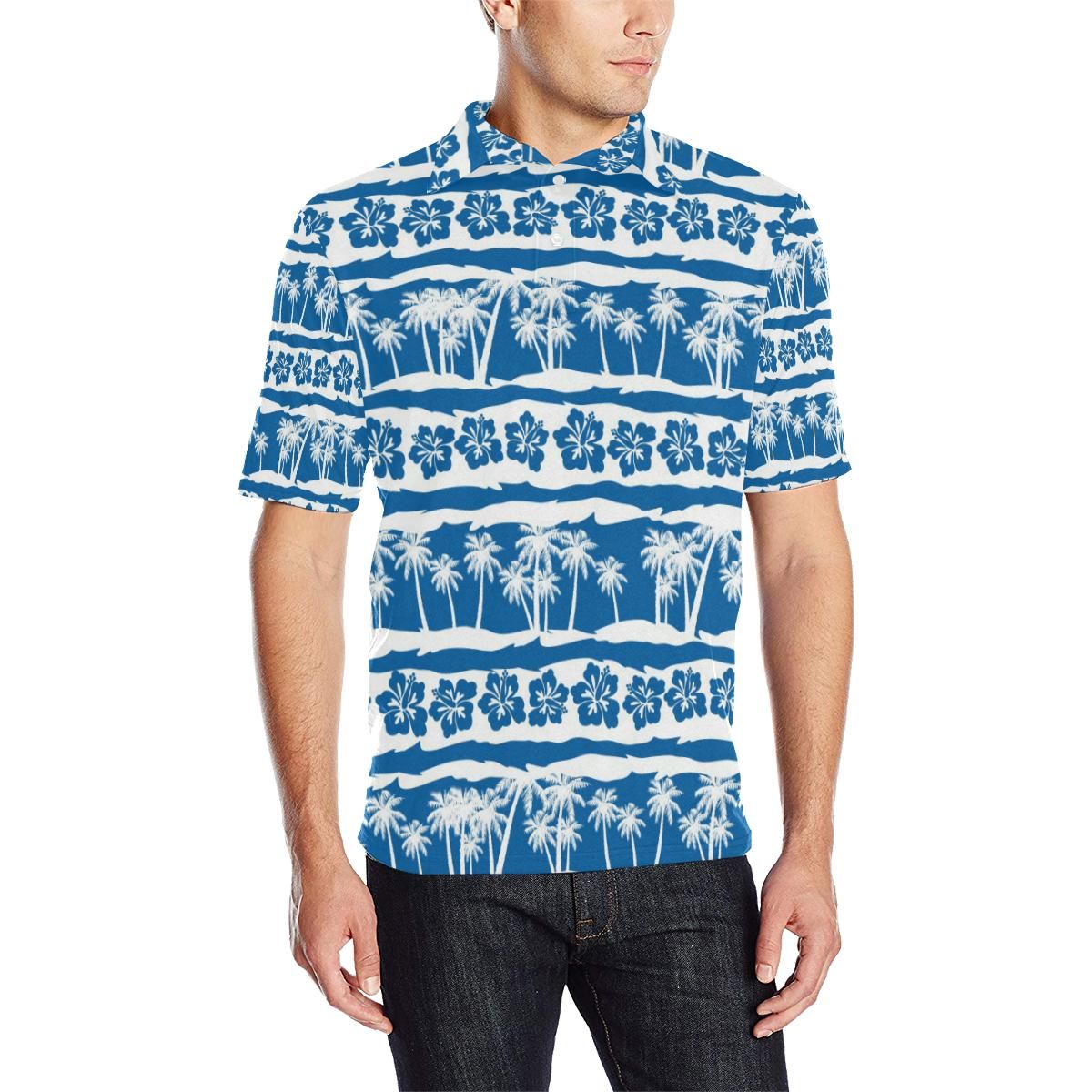 Hawaiian Themed Pattern Print Design H021 Men Polo Shirt Hawaiian Themed Pattern Print Design H021 Men Polo Shirt