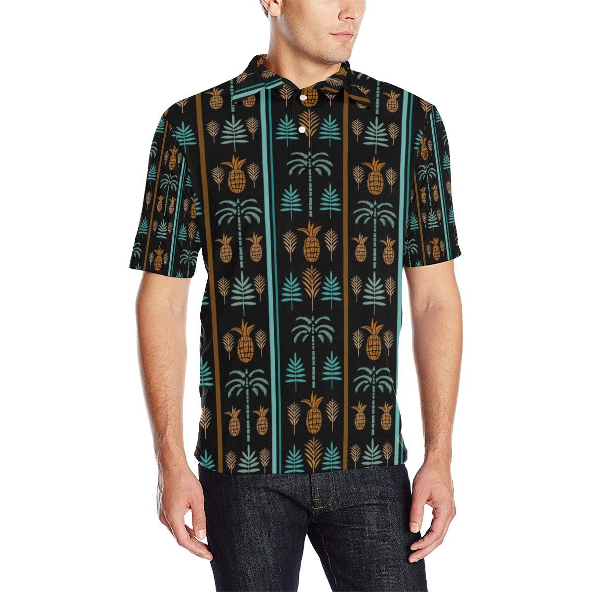 Hawaiian Themed Pattern Print Design H023 Men Polo Shirt Hawaiian Themed Pattern Print Design H023 Men Polo Shirt