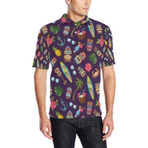Hawaiian Themed Pattern Print Design H024 Men Polo Shirt