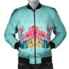 Hawaiian Tropical Strelitzia Hibiscus Plumeria Centre Bomber Jacket - AH - JR Bomber Jacket