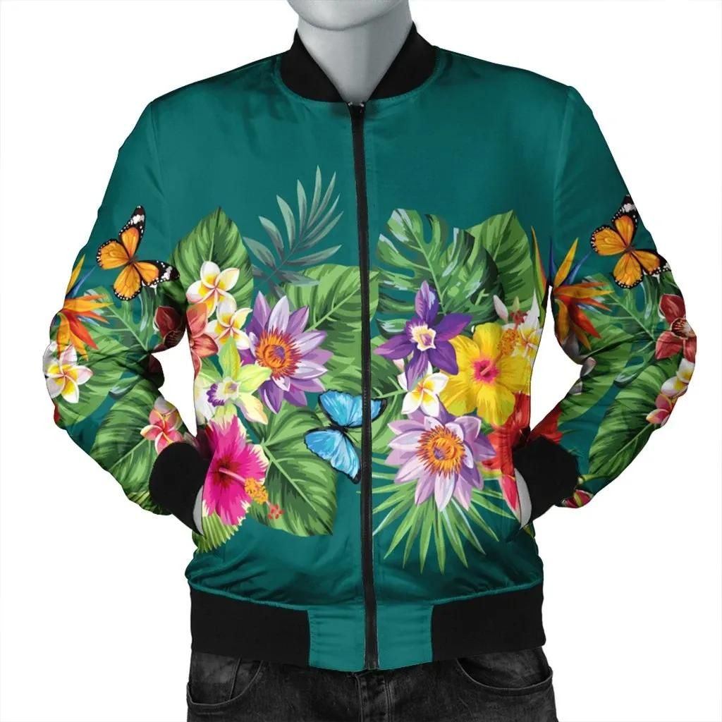 Hawaiian Tropical Strelitzia Plumeria Orchids Hibiscus Polynesian Bomber Jacket - AH - JR Bomber Jacket Hawaiian Tropical Strelitzia Plumeria Orchids Hibiscus Polynesian Bomber Jacket - AH - JR Bomber Jacket