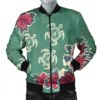Hawaiian Turtle And Colorful Hibiscus Polynesian Bomber Jacket - AH - JR Bomber Jacket