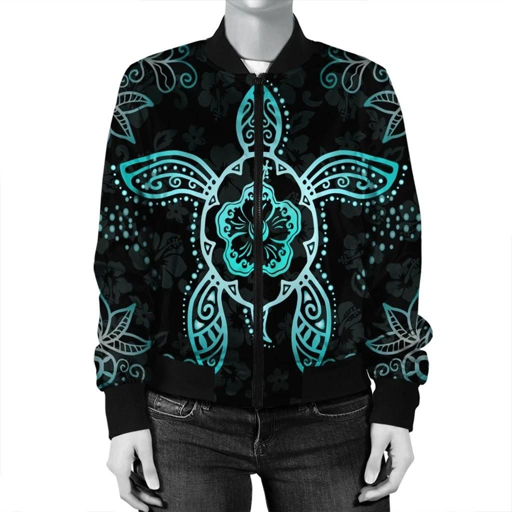 Hawaiian-Turtle-And-Hibiscus-Polynesian-Bomber-Jacket-Turquoise-AH-JR-Bomber-Jacket-2