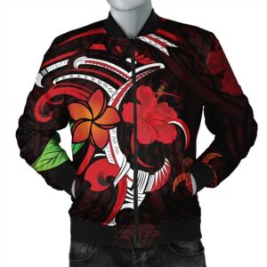 Hawaiian Turtle Hibiscus And Plumeria Flower Polynesian Bomber Jacket - AH - J4R Bomber Jacket