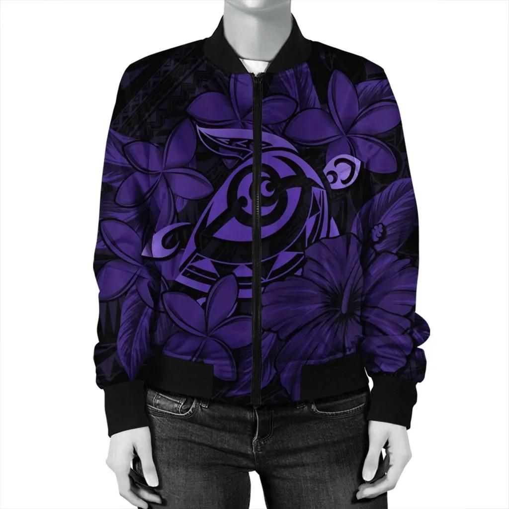 Hawaiian-Turtle-Hibiscus-Plumeria-Kanaka-Polynesian-Bomber-Jacket-Purple-Soft-Style-AH-J4R-Bomber-Jacket-2