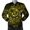 Hawaiian Turtle Hibiscus Plumeria Kanaka Polynesian Bomber Jacket Yellow - Soft Style - AH - J4R