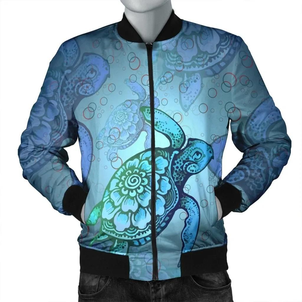 Hawaiian Turtle In The Sea Bubble Polynesian Bomber Jacket - AH - JR Bomber Jacket Hawaiian Turtle In The Sea Bubble Polynesian Bomber Jacket - AH - JR Bomber Jacket
