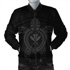 Hawaiian Turtle Kanaka Polynesian Bomber Jacket - Gray - AH - J4R Bomber Jacket