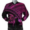 Hawaiian Turtle Plumeria Kakau Polynesian Quilt Bomber Jacket Neo Pink AH - J0R Bomber Jacket