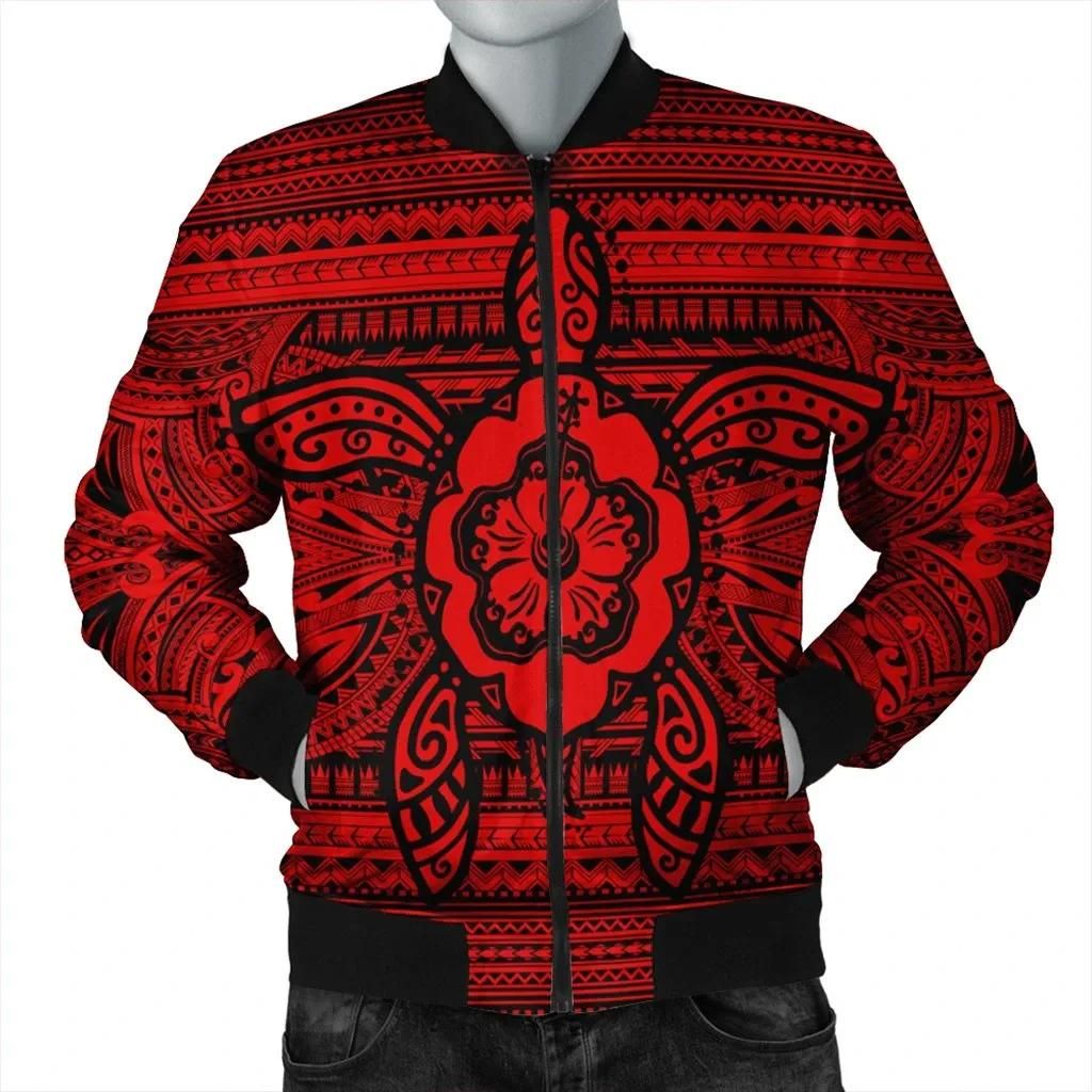 Hawaiian Turtle Polynesian Tribal Bomber Jacket Red AH - J7R Bomber Jacket Hawaiian Turtle Polynesian Tribal Bomber Jacket Red AH - J7R Bomber Jacket