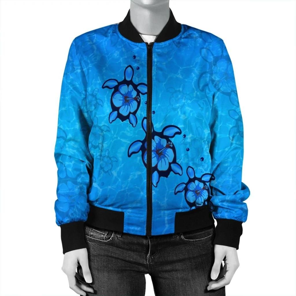 Hawaiian-Turtle-Swim-In-The-OCean-With-Hibiscus-Polynesian-Bomber-Jacket-AH-JR-Bomber-Jacket-2