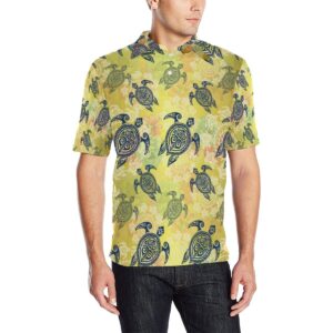 Hawaiian Turtle Tribal Design Print Men Polo Shirt