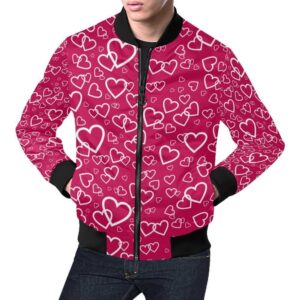 Heart Pattern Print Mens Bomber Jacket