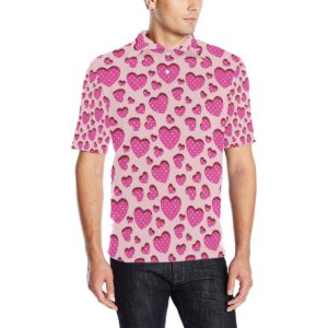 Heart Pink Pattern Print Design He06 Men Polo Shirt