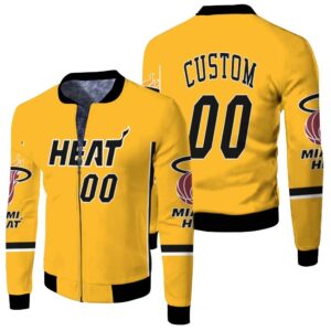 Heat 2020-21 Earned Edition Yellow Personalized Jersey Inspired Bomber Jacket