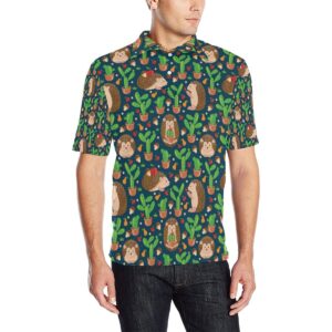 Hedgehog Cactus Pattern Print Design 04 Men Polo Shirt