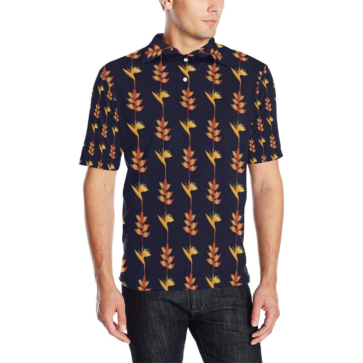 Heliconia Pattern Print Design Hl06 Men Polo Shirt Heliconia Pattern Print Design Hl06 Men Polo Shirt