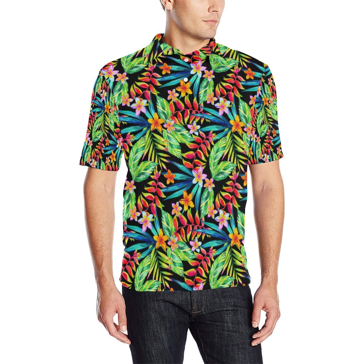 Heliconia Pattern Print Design Hl09 Men Polo Shirt Heliconia Pattern Print Design Hl09 Men Polo Shirt