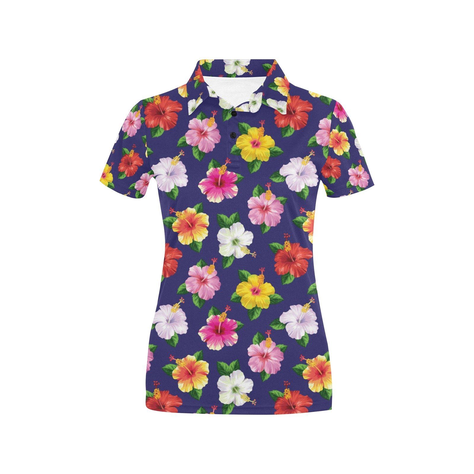 Hibiscus Colorful Print Design Lks301 Women'S Polo Shirt Hibiscus Colorful Print Design Lks301 Women'S Polo Shirt