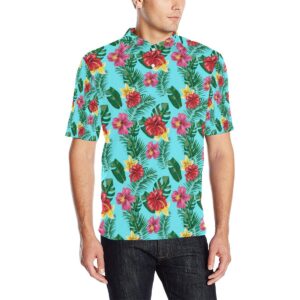 Hibiscus Hawaiian Flower Men Polo Shirt