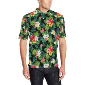 Hibiscus Hawaiian Flower Tropical Men Polo Shirt