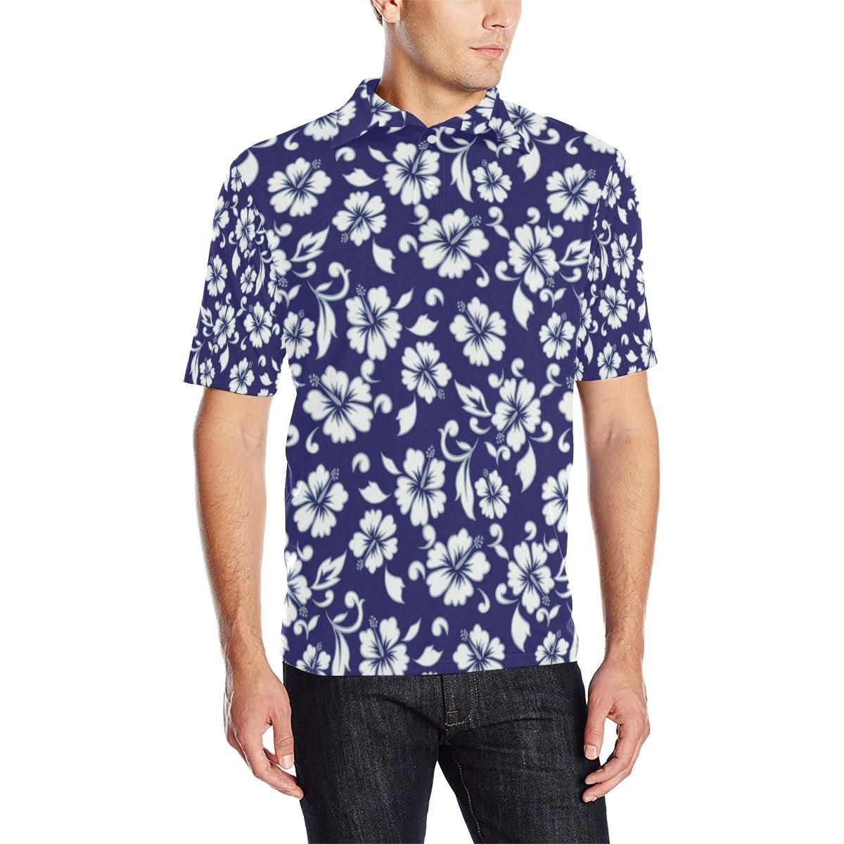 Hibiscus Pattern Print Design Hb010 Men Polo Shirt Hibiscus Pattern Print Design Hb010 Men Polo Shirt