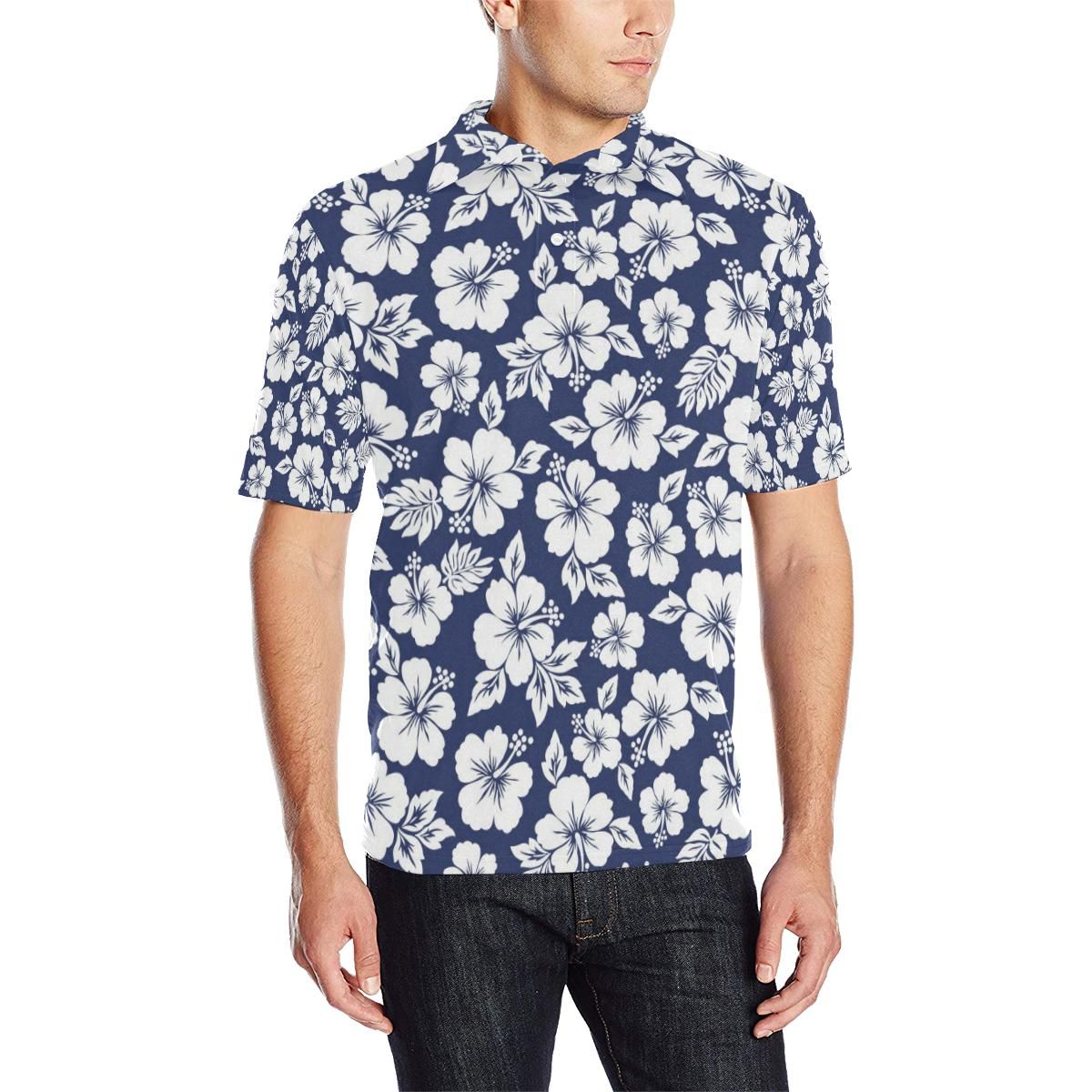 Hibiscus Pattern Print Design Hb012 Men Polo Shirt Hibiscus Pattern Print Design Hb012 Men Polo Shirt