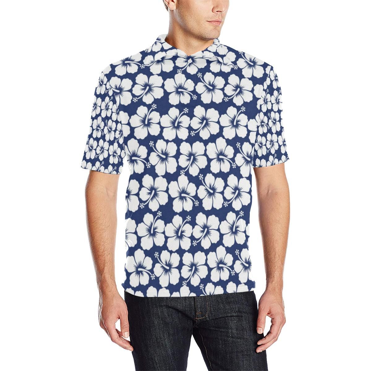 Hibiscus Pattern Print Design Hb013 Men Polo Shirt Hibiscus Pattern Print Design Hb013 Men Polo Shirt