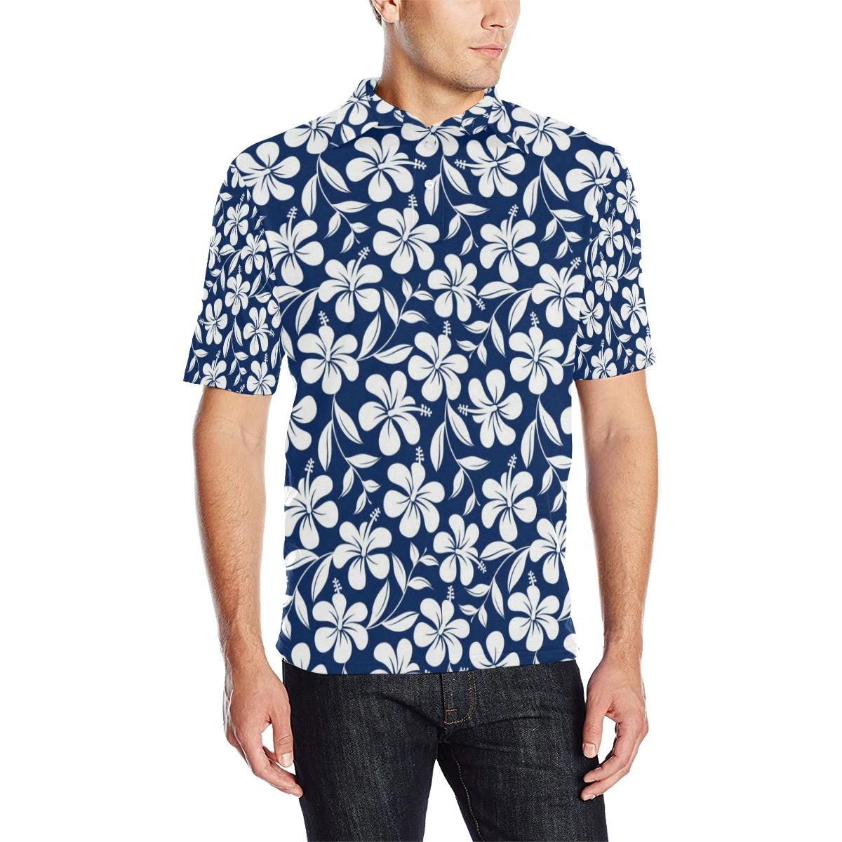 Hibiscus Pattern Print Design Hb031 Men Polo Shirt Hibiscus Pattern Print Design Hb031 Men Polo Shirt