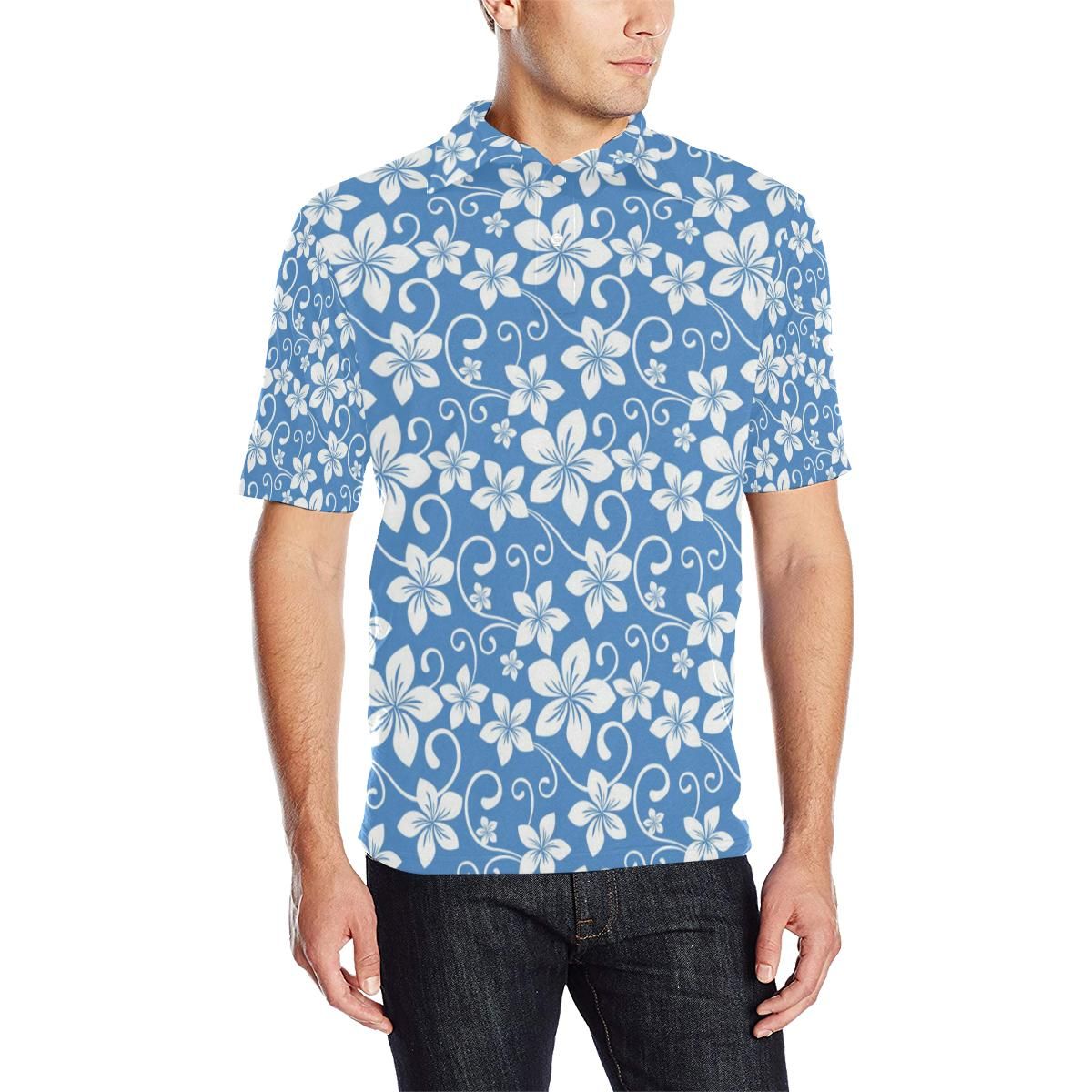 Hibiscus Pattern Print Design Hb09 Men Polo Shirt Hibiscus Pattern Print Design Hb09 Men Polo Shirt