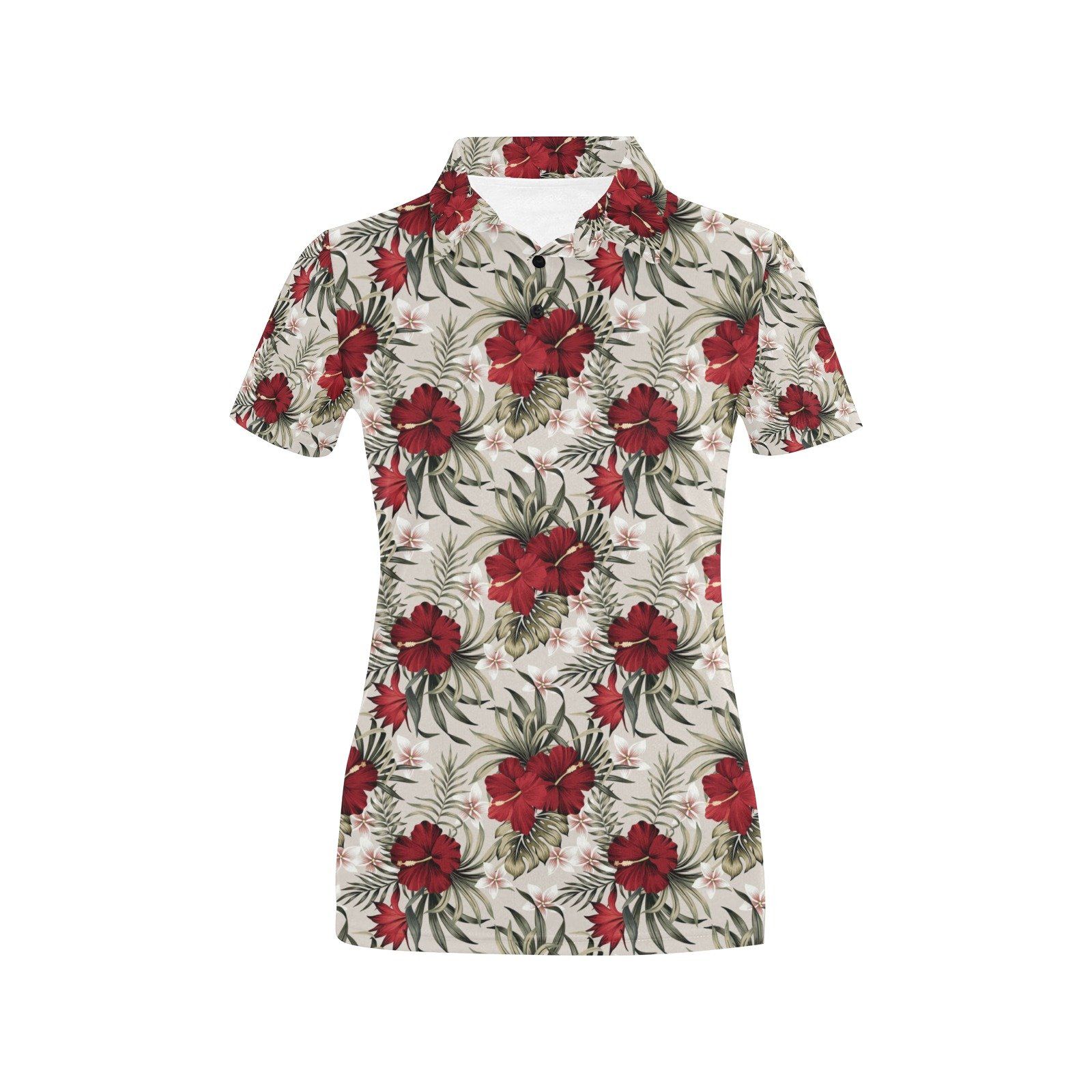 Hibiscus Print Design Lks3011 Women'S Polo Shirt Hibiscus Print Design Lks3011 Women'S Polo Shirt