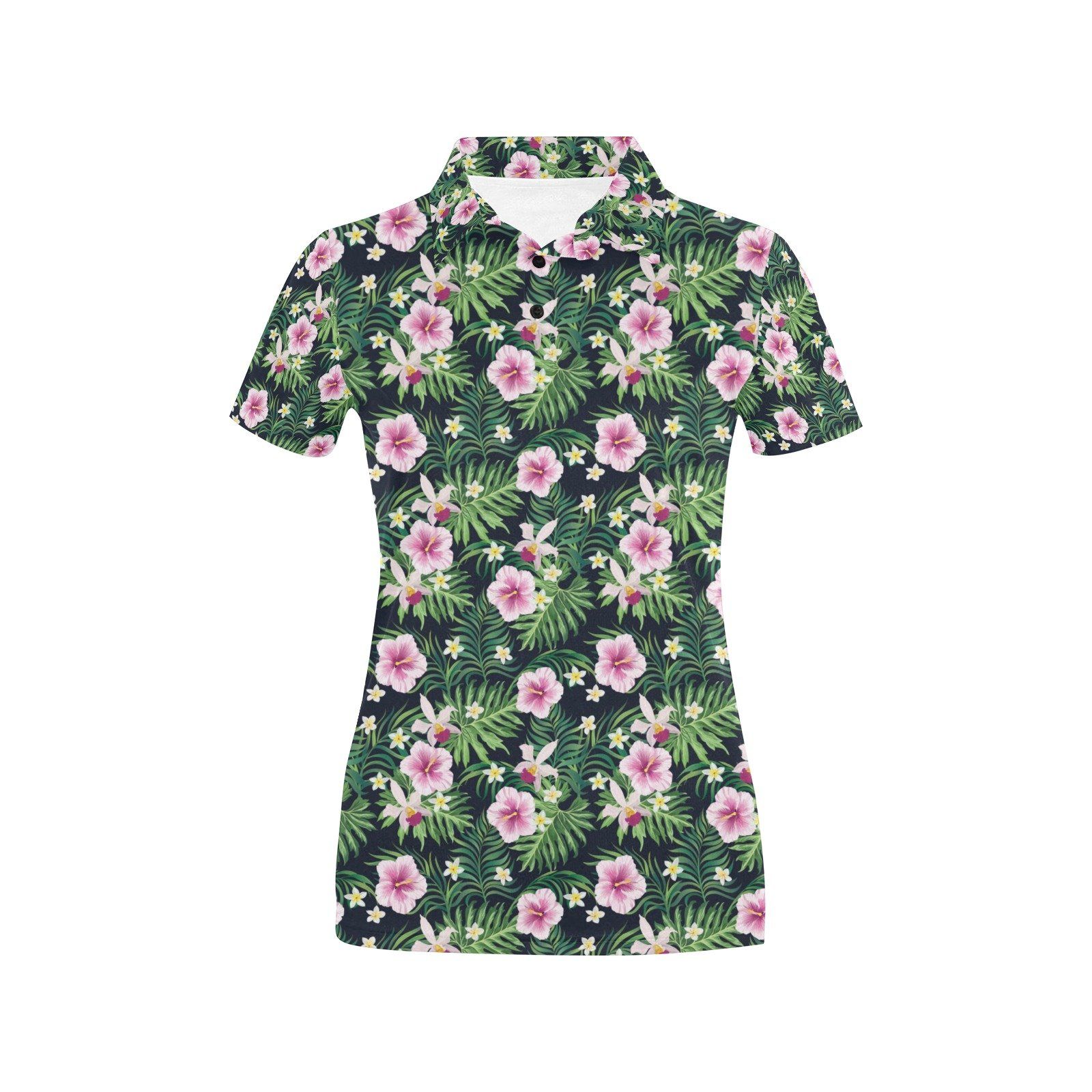 Hibiscus Tropical Print Design Lks309 Women'S Polo Shirt Hibiscus Tropical Print Design Lks309 Women'S Polo Shirt