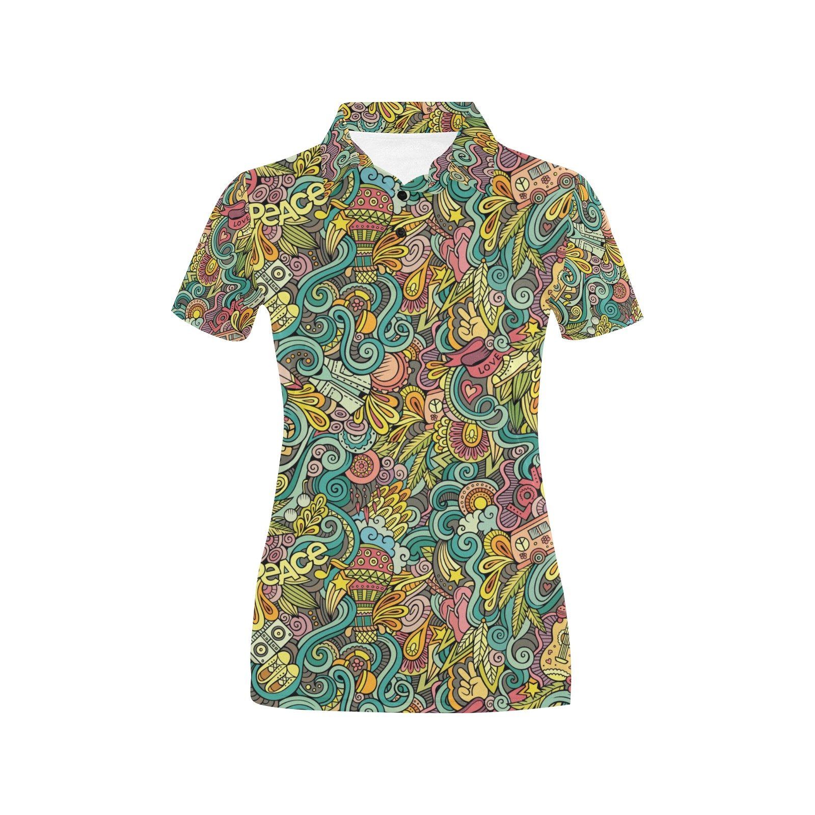 Hippie Print Design Lks302 Women'S Polo Shirt Hippie Print Design Lks302 Women'S Polo Shirt