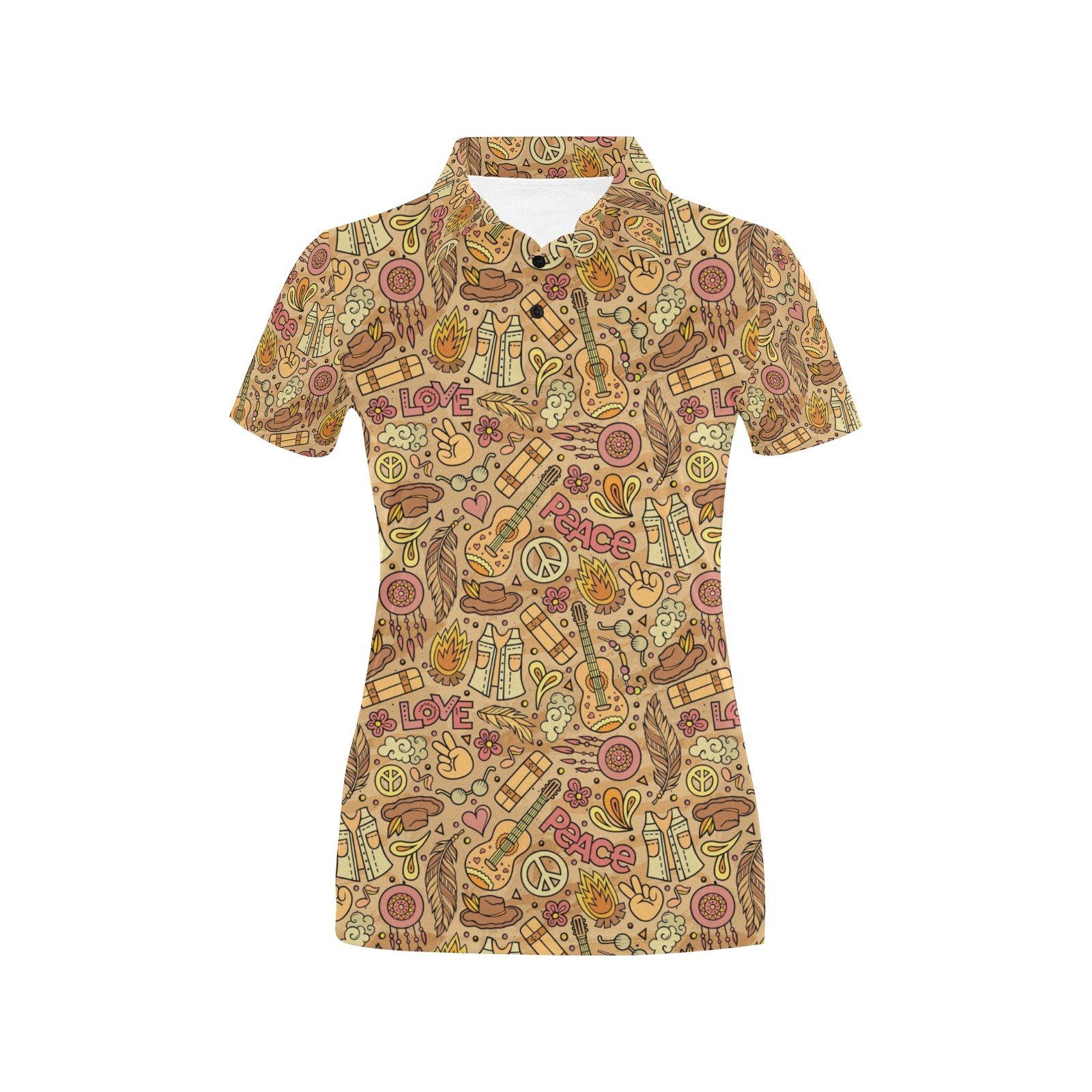 Hippie Print Design Lks305 Women'S Polo Shirt Hippie Print Design Lks305 Women'S Polo Shirt