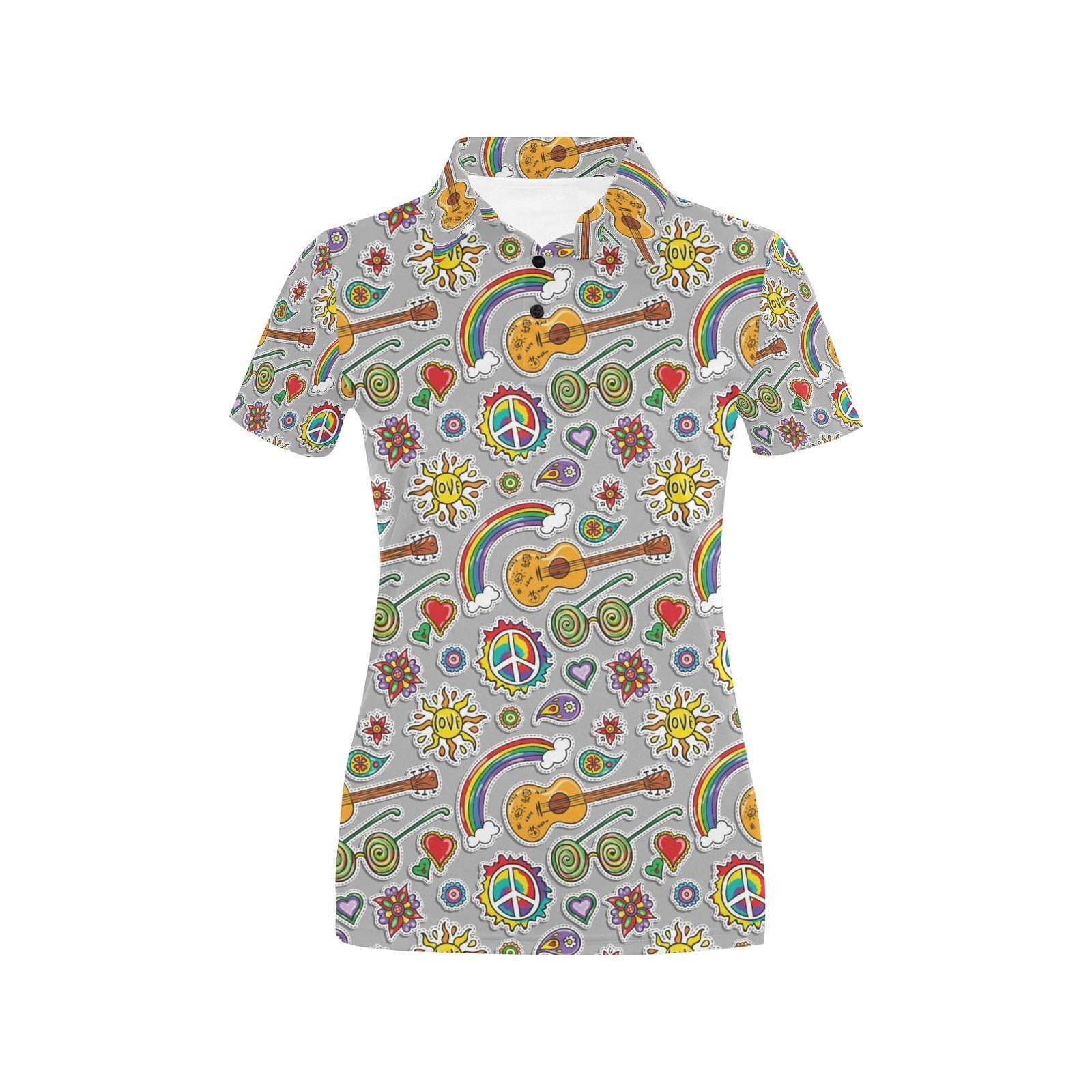 Hippie Print Design Lks306 Women'S Polo Shirt Hippie Print Design Lks306 Women'S Polo Shirt
