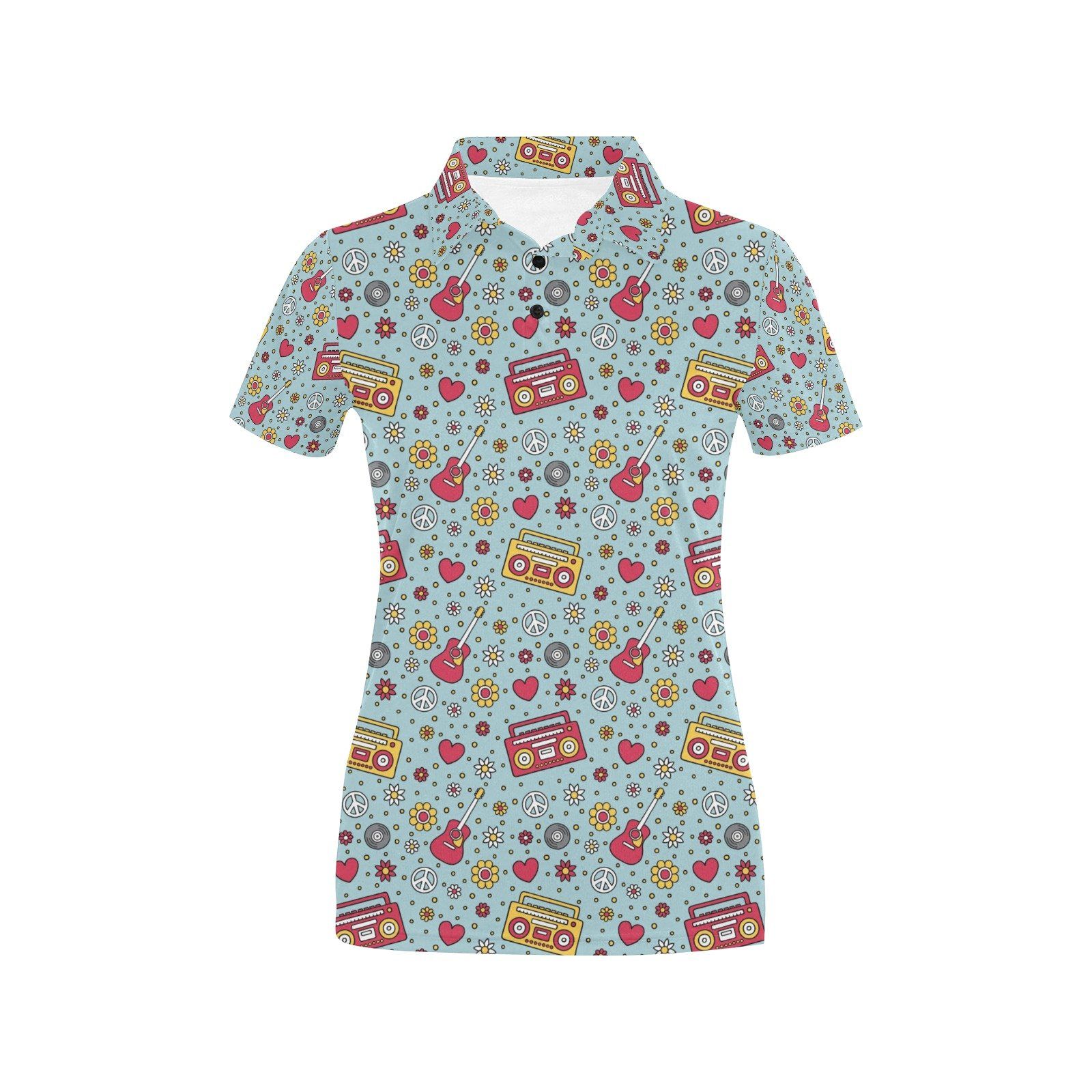 Hippie Print Design Lks307 Women's Polo Shirt Hippie Print Design Lks307 Women's Polo Shirt